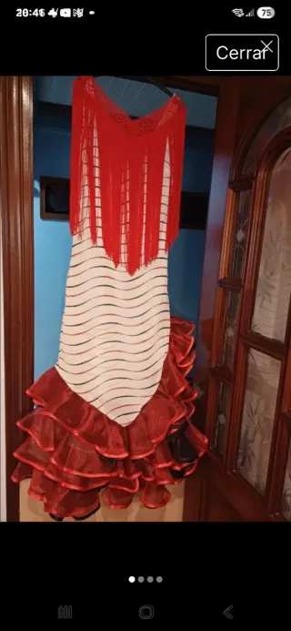 Vestido de flamenca rojo y blanco talla 44,pe