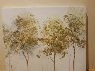 Cuadro abstracto árboles beige y verde