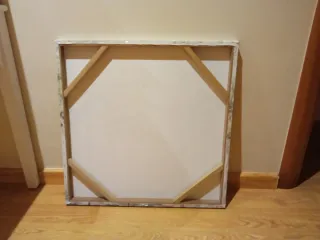 Cuadro abstracto árboles beige y verde