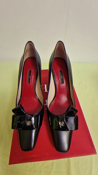 Zapatos Carolina Herrera Tacón Dorado Negro