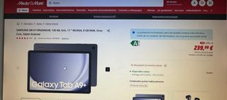 Tablet Samsung gris con golpe A9 plus