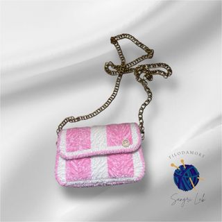 Borsa a tracolla a righe rosa e bianche