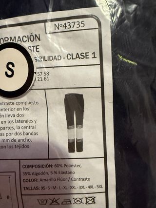 Pantalones de Trabajo EPI Talla S Nuevos