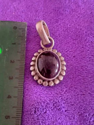 Colgante Plata Ley Granate Natural Artesanal