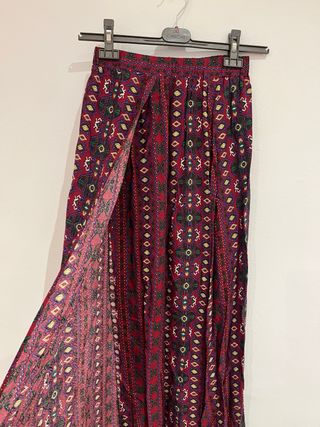 Falda larga estampada multicolor