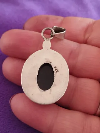 Colgante Plata Ley Onix Natural Artesanal