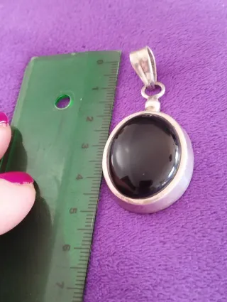 Colgante Plata Ley Onix Natural Artesanal