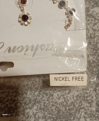 Conjunto Colgante y Pendientes granate y Plateado