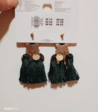 2 Pares Pendientes Oro y Verde