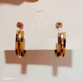 2 Pares Pendientes Oro y Verde