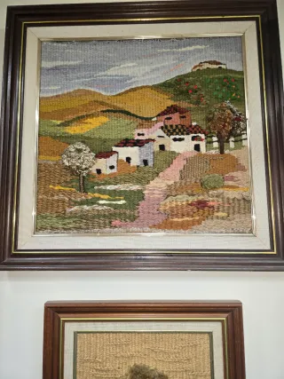 Cuadro de árbol en lana y tela