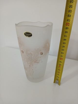 Vaso Vetro Satinato Decorato Floreale