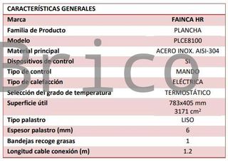 Plancha Eléctrica Acero Laminado Serie 100 - PLCE8100