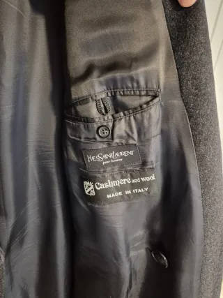 Abrigo largo YSL gris paño