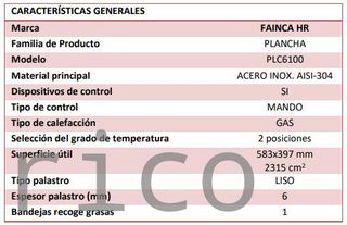 Plancha Gas Acero Laminado Serie 100 - PLC6100