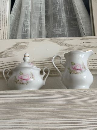 Set Zuccheriera e Lattiera Limoges Fiori Rosa