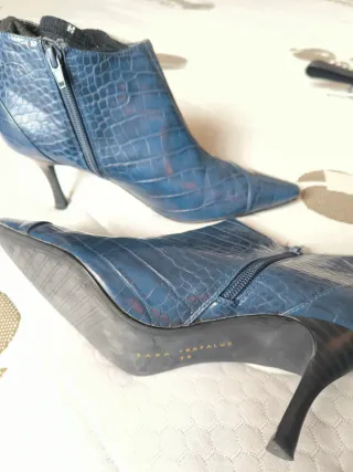 Botines Zara Tacon Azul Talla 38