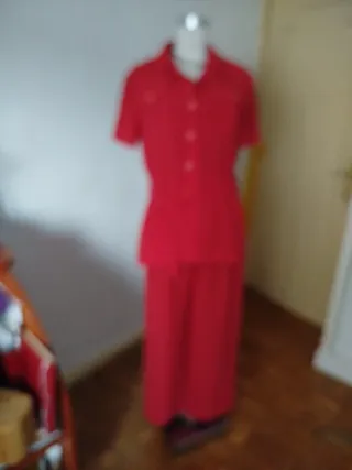 Traje mujer pantalon, rojo Cortefiel