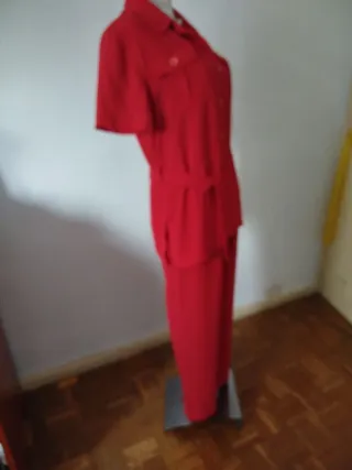 Traje mujer pantalon, rojo Cortefiel