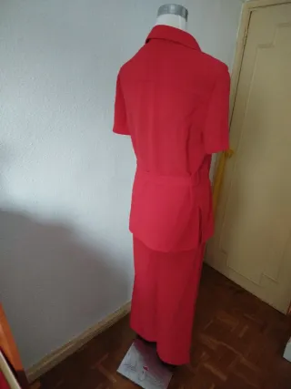 Traje mujer pantalon, rojo Cortefiel
