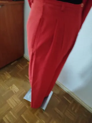 Traje mujer pantalon, rojo Cortefiel