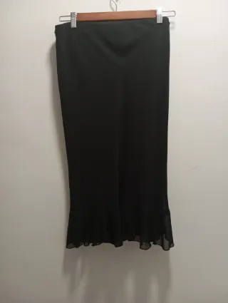 Falda larga negra Mango