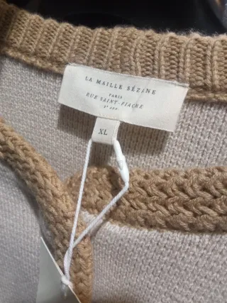 Chaqueta de lana beige y marrón