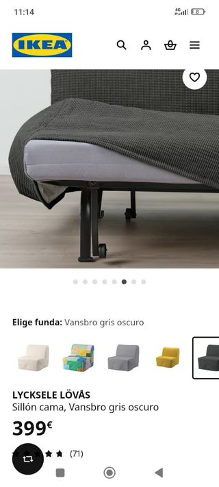 Sillón cama IKEA gris oscuro