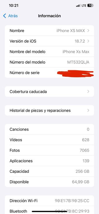 iPhone XS Max 256GB con caricatore