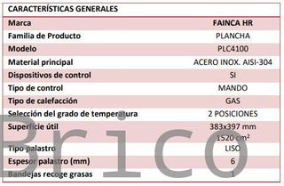 Plancha Gas Acero Laminado Serie 100 - PLC4100