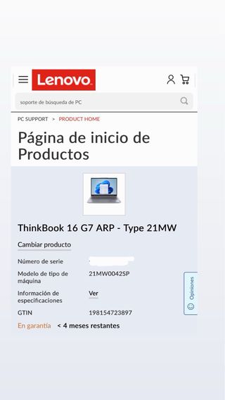 Ordenador Lenovo Thinkbook 16 G7 Gris