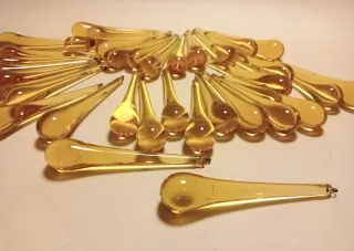 5 RICAMBIO GOCCIA LAMPADARIO Vetro giallo VINTAGE