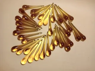 5 RICAMBIO GOCCIA LAMPADARIO Vetro giallo VINTAGE