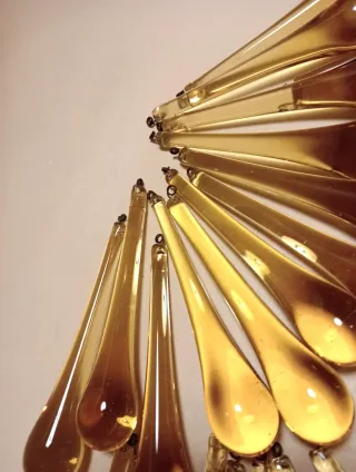 5 RICAMBIO GOCCIA LAMPADARIO Vetro giallo VINTAGE