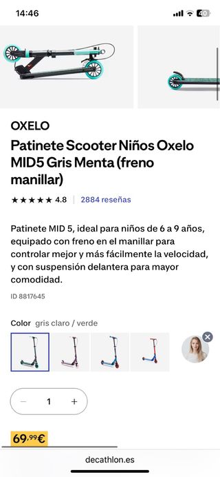 Patinete Oxelo Rojo decathlon patinete