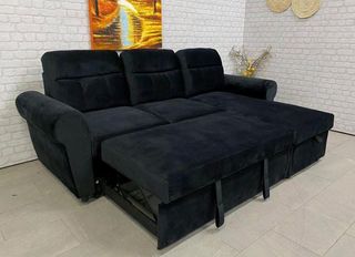 Sofá cama chaise longue negro 238cm