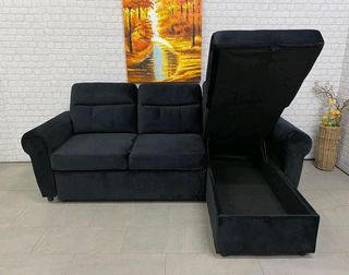 Sofá cama chaise longue negro 238cm