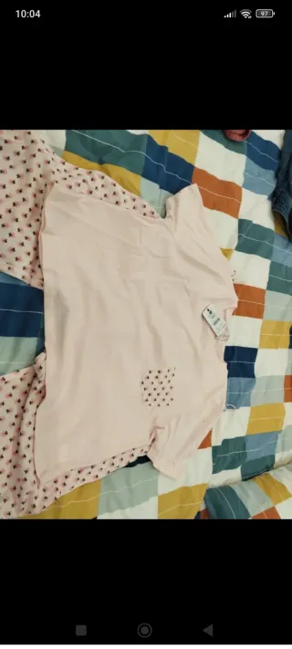 Pijama corto estampado bolsillo rosa