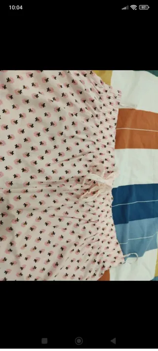 Pijama corto estampado bolsillo rosa