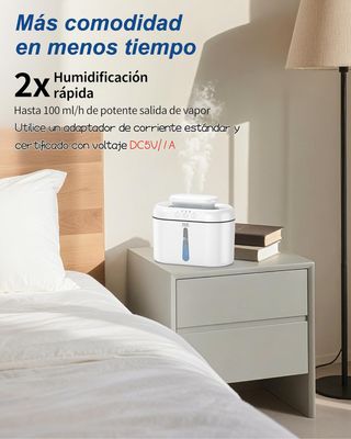Humidificador 2L con Luz Nocturna y Silencioso