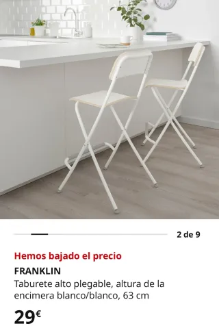 2 Sillas Altas Blancas Plegables