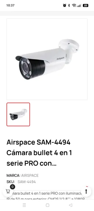 Cámara AirSpace HD SAM-4494 Nueva