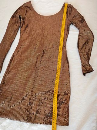 Vestitino paillettes marrone taglia S foderato