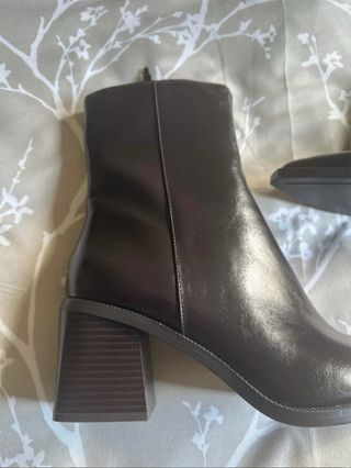 Botines Zara Marrones Tacón Bloque