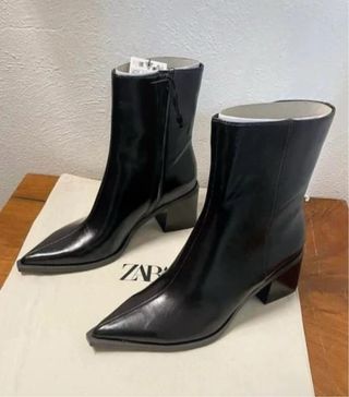 Botines Zara Marrones Tacón Bloque