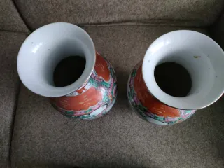 2 Jarrones Chinos Porcelana Decorados