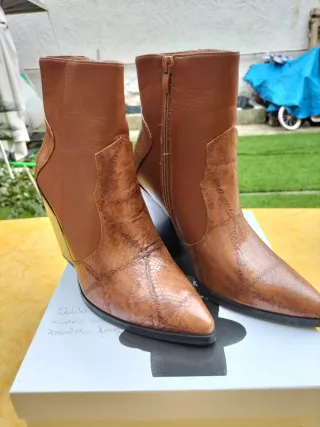 Stivaletti donna pelle pitonata marrone 38, t.10