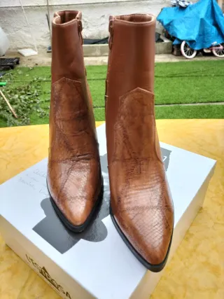 Stivaletti donna pelle pitonata marrone 38, t.10