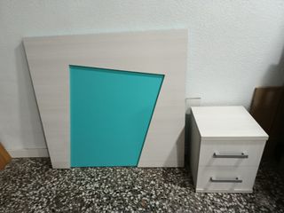 Escritorio juvenil con mesita y cabecero y estante