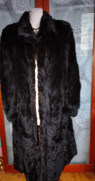 Abrigo Vintage pelo natural Exclusivo Negro/Marrón